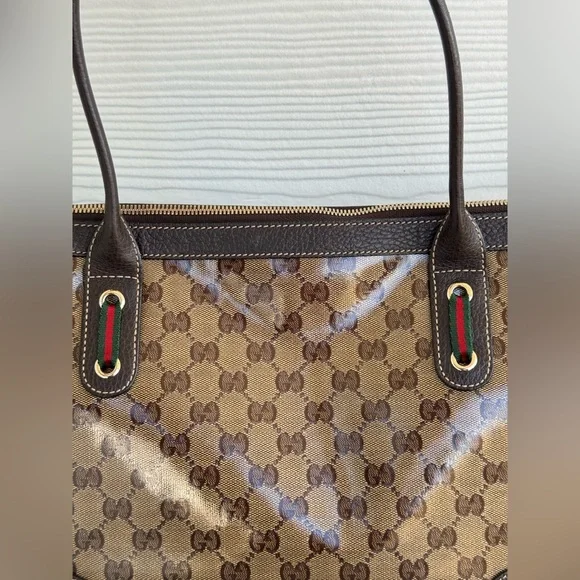 Gucci Monogram Brown Tote Handbag - Picture 2 of 13
